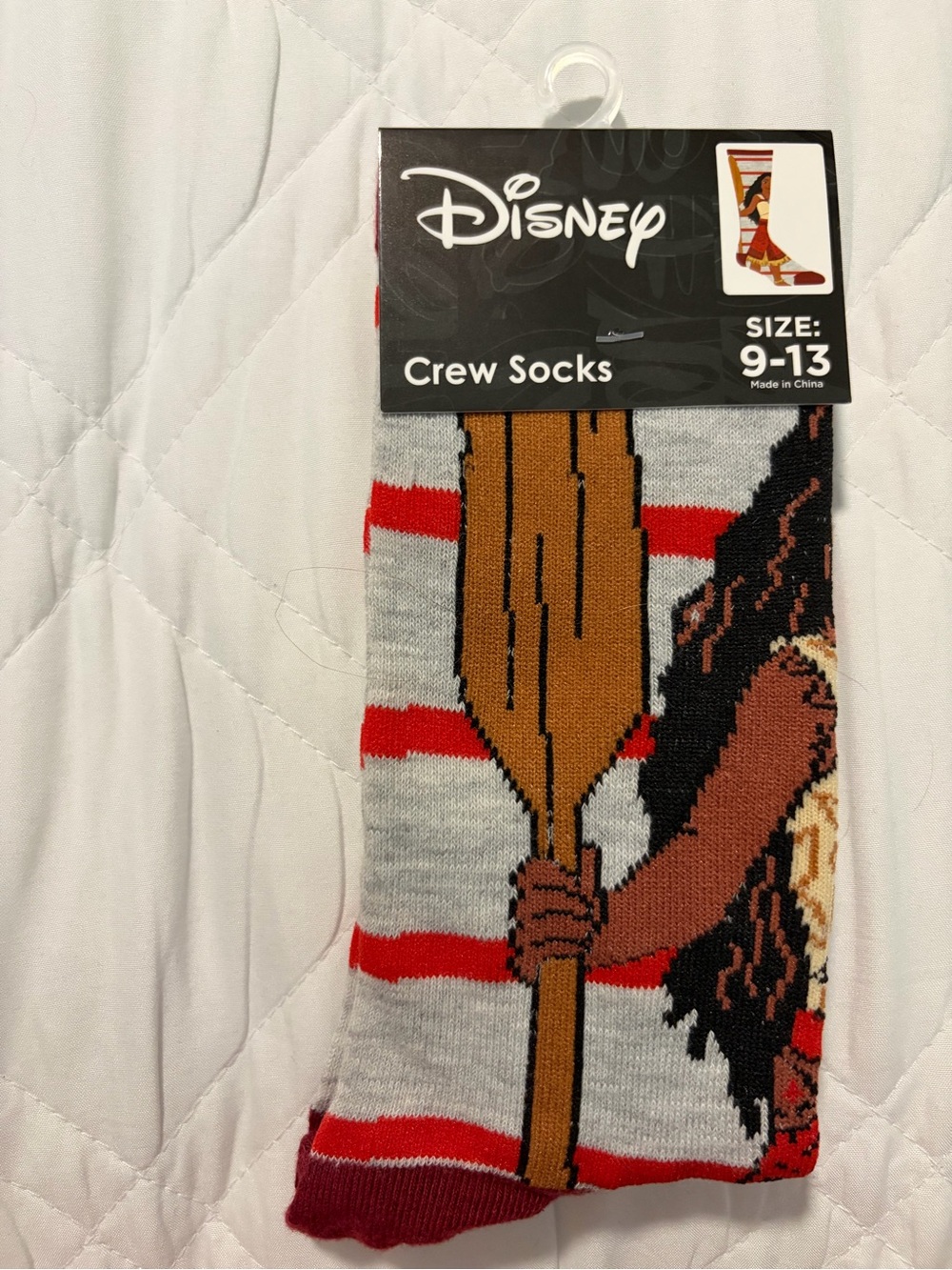 Disney Crew Socks - Gray, Red & Brown Paddle Character Design